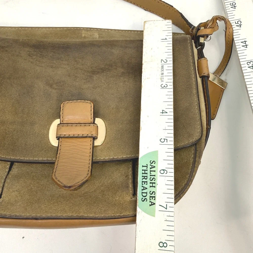Michael Kors Romy Saddle Crossbody Bag Tan Brown Brass Designer Western‎ Boho